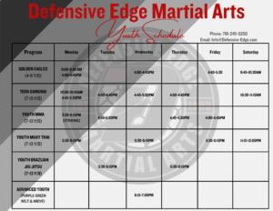 Defensive Edge Kids Martial Arts Spring 2023 Schedule