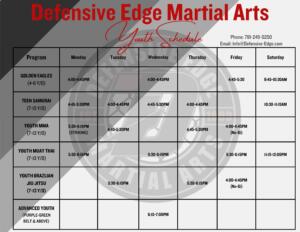 Defensive Edge Kids Martial Arts Spring 2023 Schedule