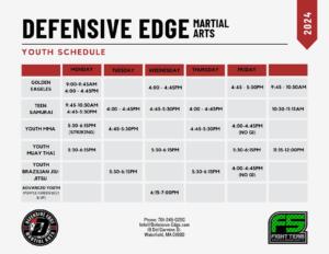 Defensive Edge 2024 Youth Martial Arts Summer Schedule