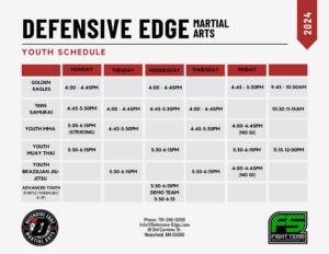 Defensive Edge 2024 Youth Martial Arts Schedule